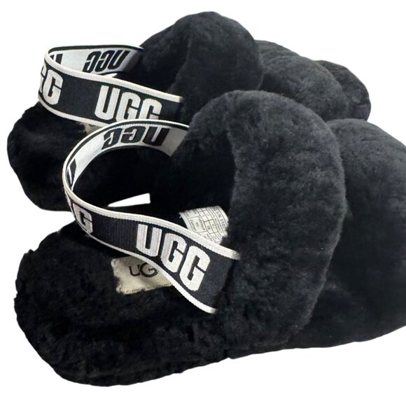 UGG Women's Size 7 Brand Oh Yeah Slide Soft Shoes Slipper Sandals Black - Picture 7 of 10